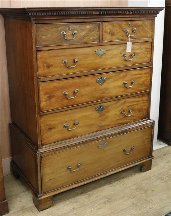 A George III mahogany chest on chest (cut down) W.111cm